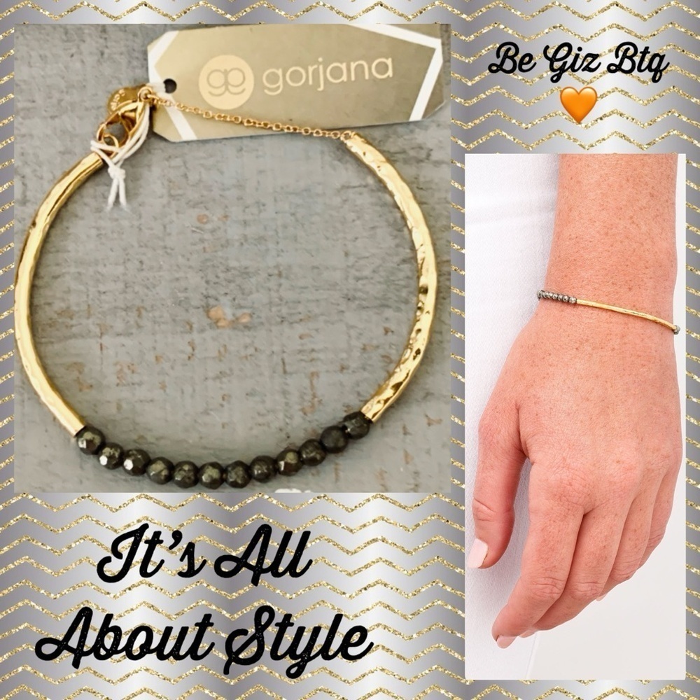 Gorjana Power Gemstone Cuff Bracelet Gold and Pyrite
